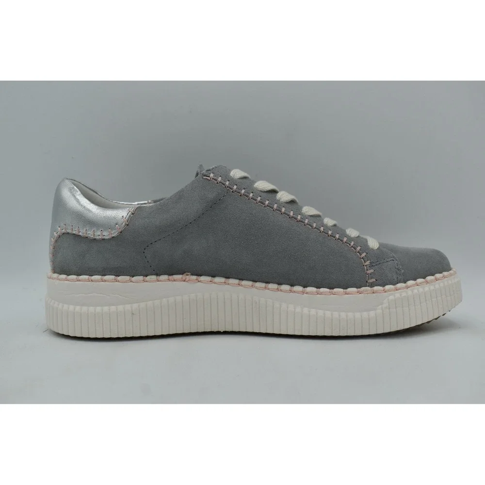 Sofft Frazier Sneakers Womens 7.5 Chambray Grey Silver Whipstitch NWB